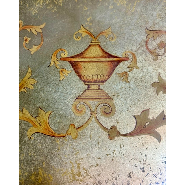 Wood Vintage Euro Style Two-Tiered Octagonal Eglomisé Mahogany Cocktail / Coffee Table For Sale - Image 7 of 11