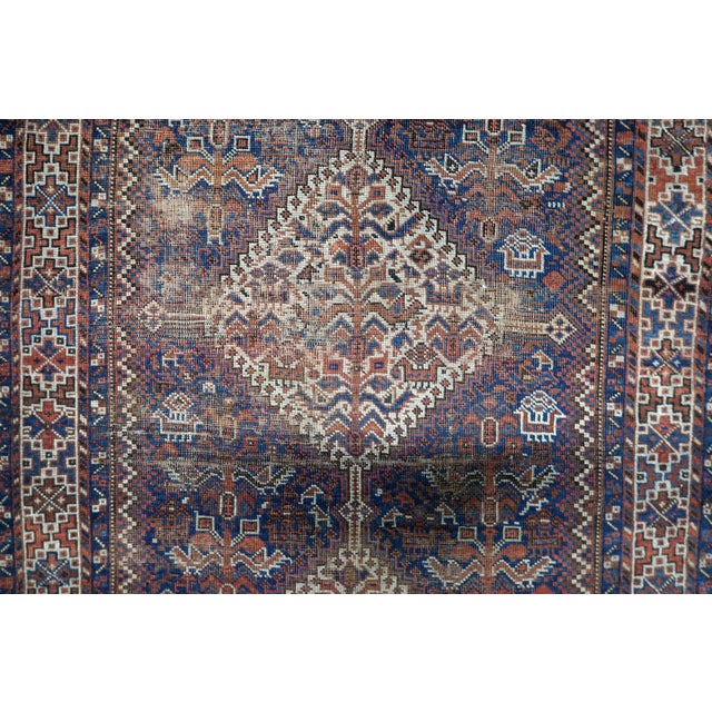 1880s, Antique Persian Khamseh Handmade Rug 3.6' X 4.8' For Sale - Image 11 of 13