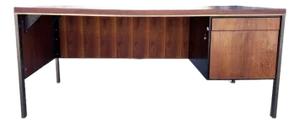 Mid Century Walnut and Metal Executive Desk