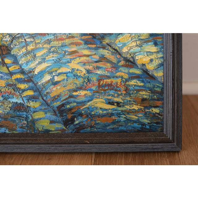 Mid Century Impressionist Style Night Cafe & Street Scene Painting For Sale - Image 10 of 12
