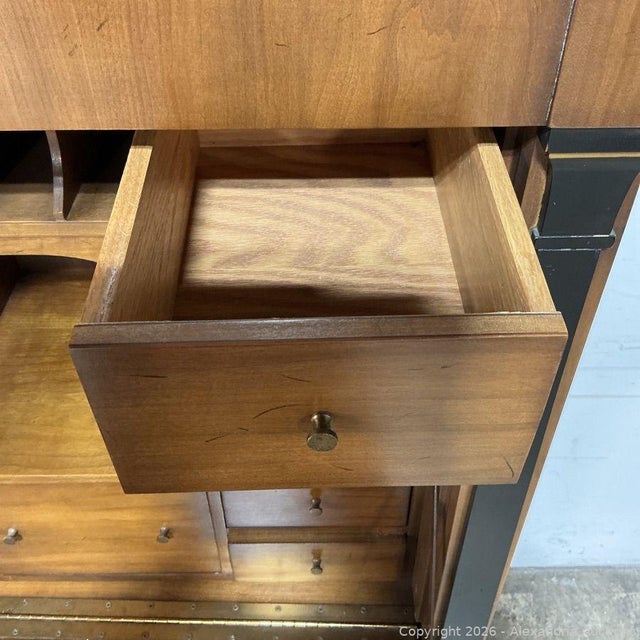 Mid-Century Modern 1970s Drexel Flip Down Walnut Secretary Desk For Sale - Image 3 of 13