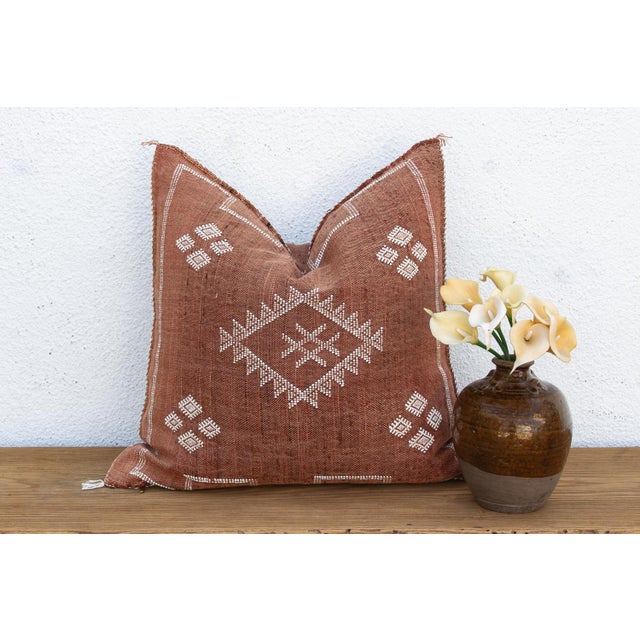 Copper 24" Rust Trail Moroccan Silk Pillow For Sale - Image 8 of 8