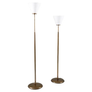 Modern Swedish Uplight Floor Lamps in Brass, 1940s, Set of 2 For Sale