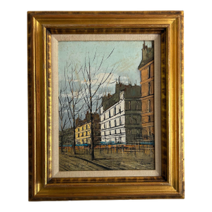 Vintage 1960’s Brutalist Modernist Paris Street Scene Signed Linca