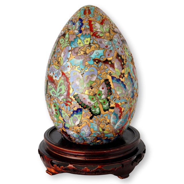 Cloisonné Egg With Wooden Base Chairish