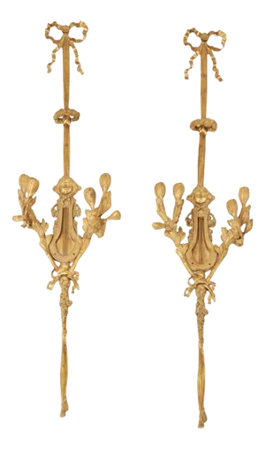 1920s Large French Louis XVI Style Gilt Bronze Sconces - A Pair