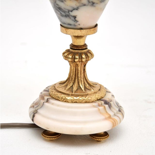 Cream Antique French Marble and Gilt Bronze Table Lamp, 1890s For Sale - Image 8 of 9
