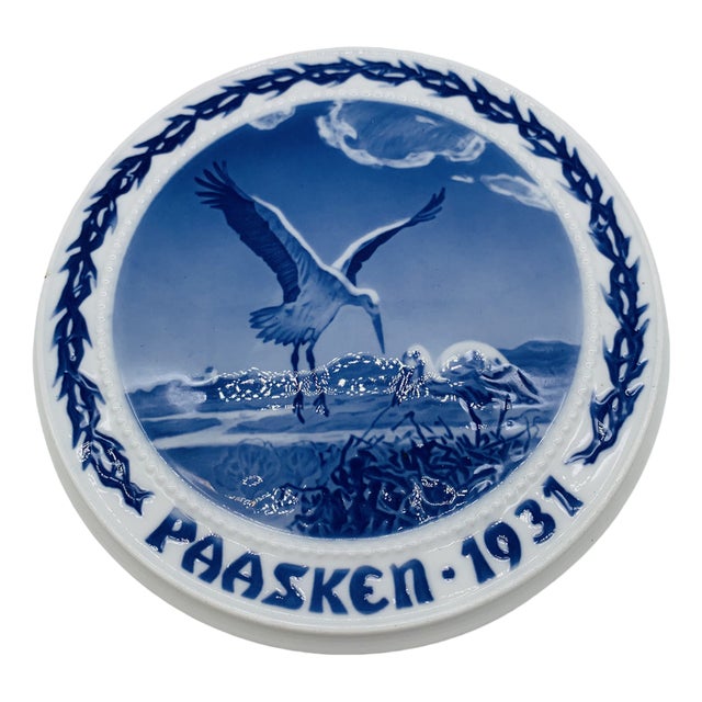 Easter Plate with Stork Motif by Bing Grondahl, 1931 For Sale