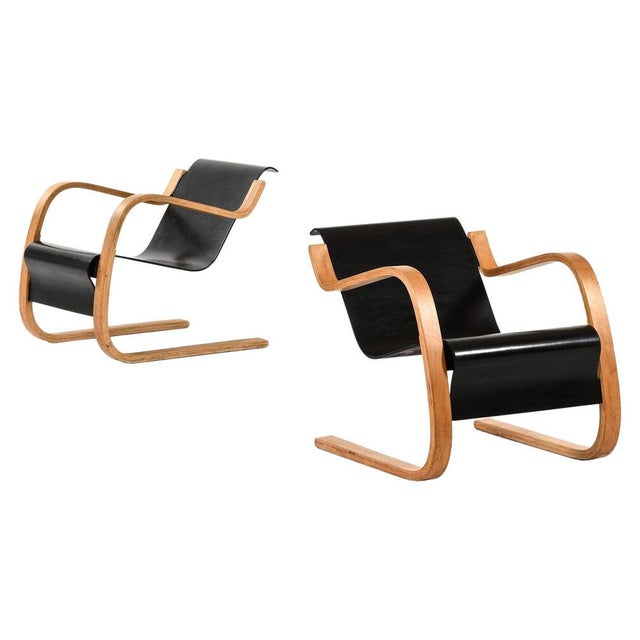 Wood Easy Chairs in Molded and Laminated Masurian Birch attributed to Alvar Aalto, 1940s, Set of 2 For Sale - Image 7 of 7