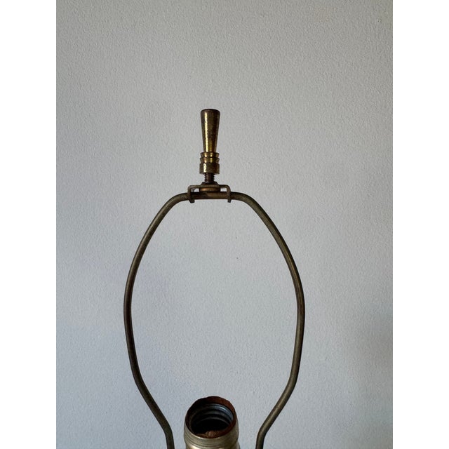 1960’s Italian Mid-Century Modern Walnut and White Marble Table Lamp With Brass Base For Sale - Image 9 of 12