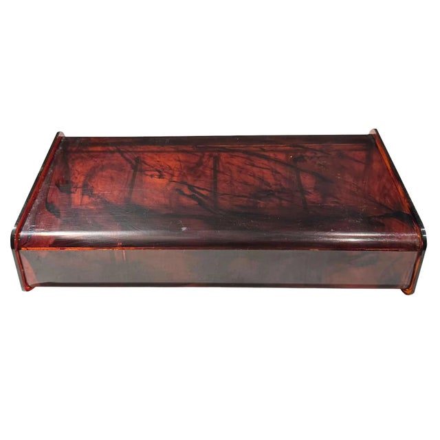 1950s Mid Century Faux Tortoiseshell Lucite Box For Sale In Tampa - Image 6 of 7