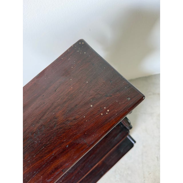 Hollywood Regency Antique Italian Dark Mahogany Library Step Stool For Sale - Image 3 of 12