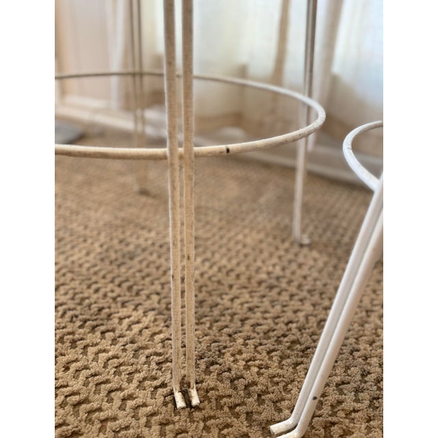 A Set of Italian Mid Century Modern White Perforated Metal Counter Stools Designed Attributed to Maurizio Tempestini, Circa 1950s For Sale In Houston - Image 6 of 12