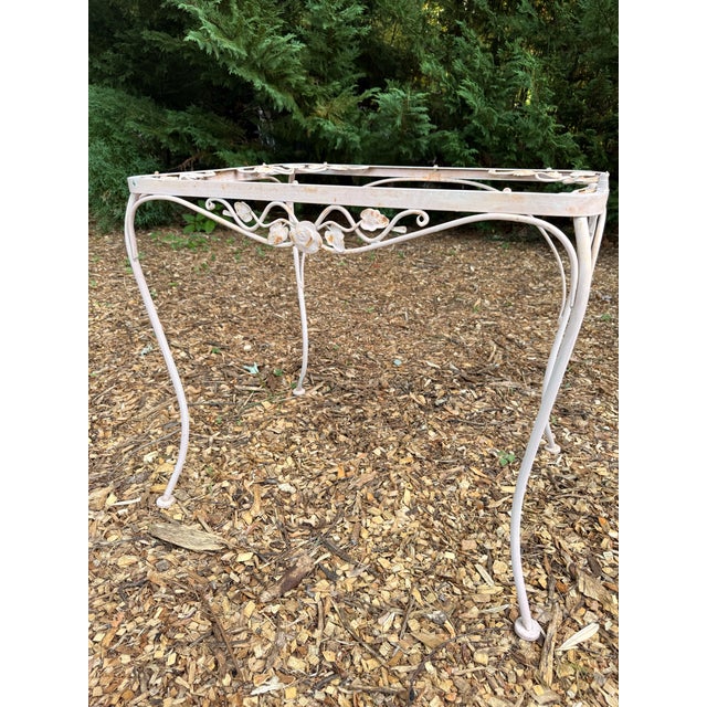 Vintage Woodard Chantilly Rose Wrought Iron Patio Table & Chairs - 3 Pieces For Sale - Image 10 of 12