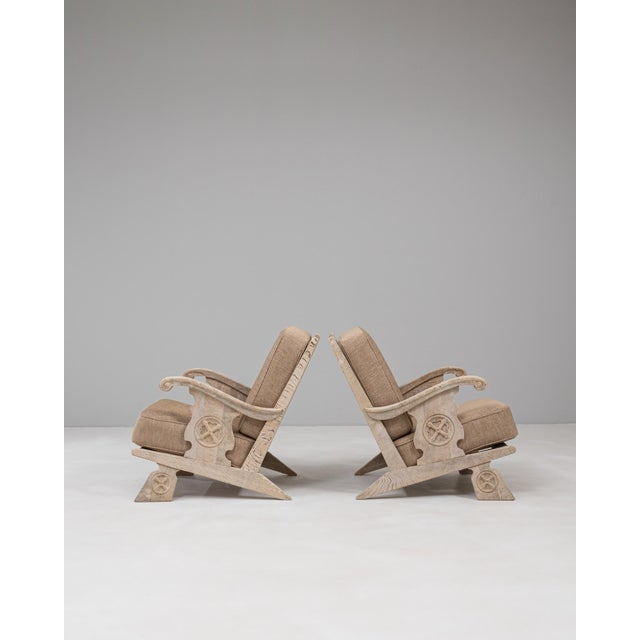 Mid 20th Century 20th Century French Oak Armchairs With Upholstered Seats And Backs - A Pair For Sale - Image 5 of 18