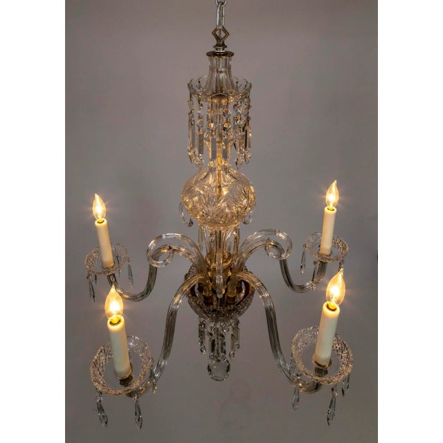 1920s Georgian Style Cut Crystal 5-Light Chandelier For Sale - Image 9 of 12