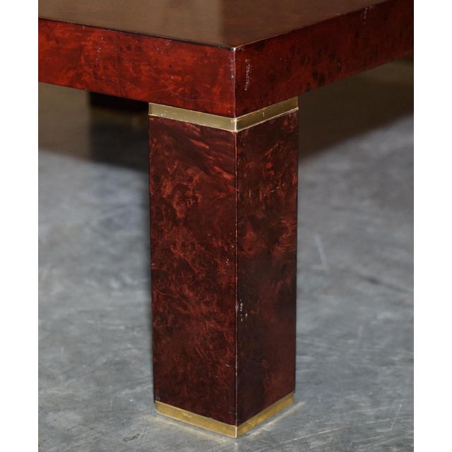 Modern Burr Walnut & Brass Inlay Coffee Table For Sale - Image 4 of 14