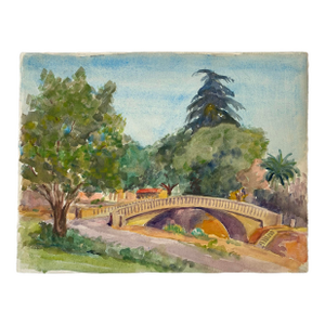 Watercolor Arched Bridge Landscape Painting, Prescott Mike Jones