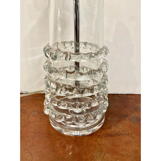 Modern Arteriors Applied Clear Glass Lamp. For Sale - Image 3 of 3