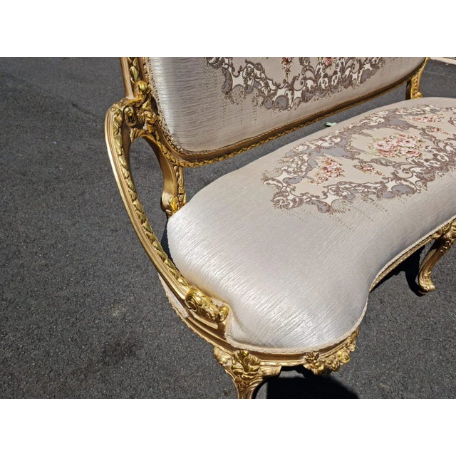 Gold Leaf French Style Victorian Settee/Sofa For Sale - Image 9 of 11