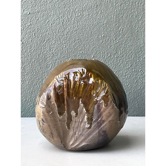 Late 20th Century Vintage Glazed Ceramic Vase For Sale - Image 5 of 12