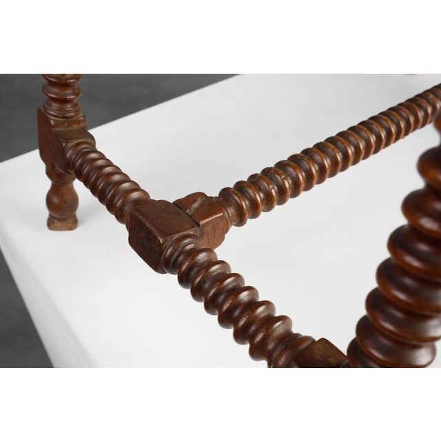 Antique 17th Century Oak Side Table with Turned Legs and Stretcher Base, Spain For Sale - Image 11 of 14