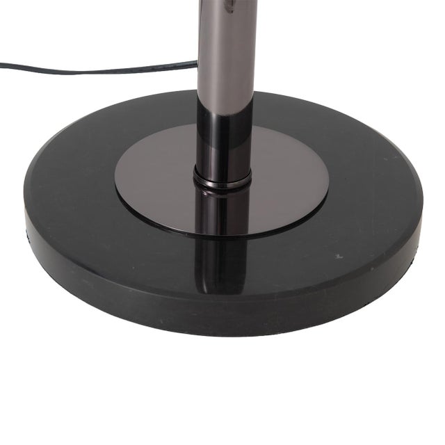 Black Nova of California Bloom Torchiere Floor Lamp, 1970s - Black Nickel, Black Marble Base, White Satin Shade, Dimmer For Sale - Image 8 of 8