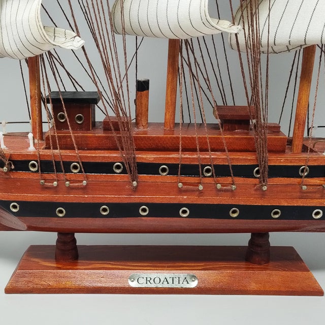 Brown Vintage English Croatia Model Ship, 1970s For Sale - Image 8 of 9
