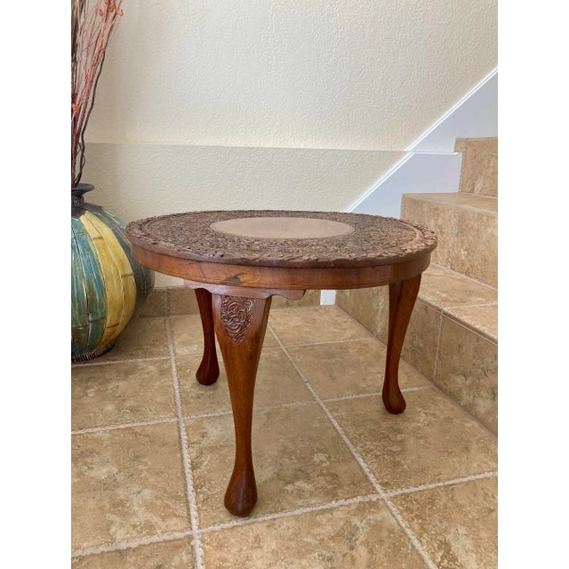 Hand Carved Mid 20th-Century Shells & Foliates Teak Accent Table For Sale - Image 13 of 13