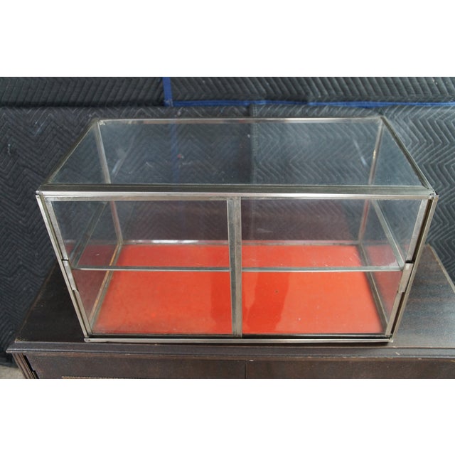 Vintage Chrome Glass Two Tier Curio Display Case Desktop Showcase Cabinet 26" For Sale - Image 10 of 10