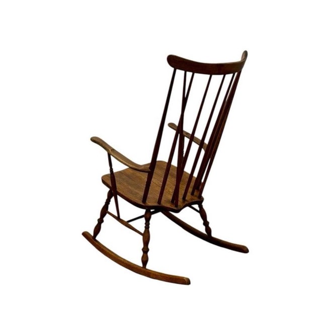 Wood Antique Windsor Rocking Chair, 1890 For Sale - Image 7 of 9