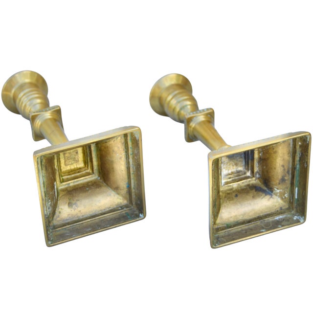 Late 19th Century Handcrafted Well-Detailed Italian Brass Candlesticks- S/2 For Sale In New York - Image 6 of 6