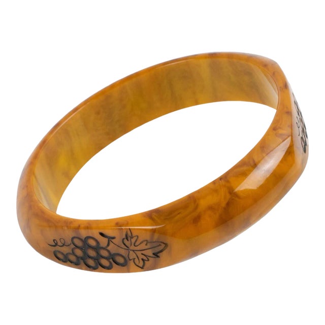 Bakelite Carved Mississippi Swamp Marble Bracelet Bangle For Sale