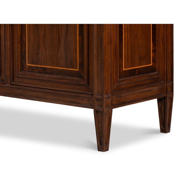 2020s Walnut Burl Four-Door Credenza with Inlaid Panels For Sale - Image 5 of 10