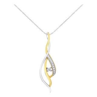 Espira 10K Two-Tone Gold Round Cut Diamond Cascade Pendant Necklace (1/10 cttw, J-K Color, I2-I3 Clarity) For Sale