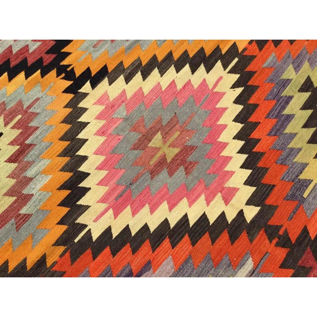 Bohemian Vintage Turkish Kilim -75.5" X 130" For Sale - Image 9 of 10