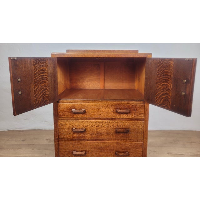 Vintage Rustic Oak Tallboy Cabinet, 1930s For Sale - Image 6 of 18