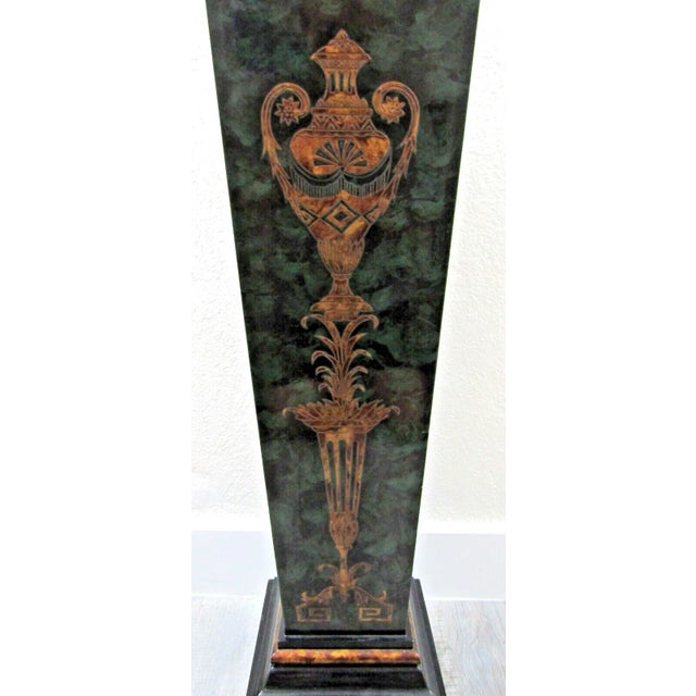1980s Castilian Imports Tall Gold Urn Drape Rope Green Pedestal Plant Stand For Sale In Miami - Image 6 of 12