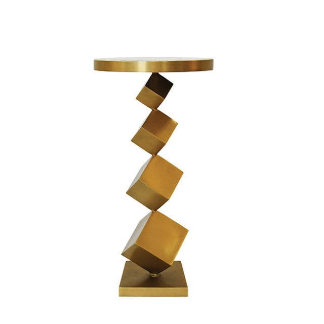 2020s Matthew Izzo Home - Salvador Brass & Marble Side Table For Sale - Image 5 of 5