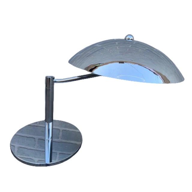Mid Century Modern Retro Swiss Chrome-Plated Flying Saucer Table Lamps – Pair These Mid Century Modern Swiss chrome-plated...