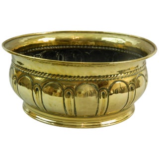 French Brass Round Planter With Design All Around, 19th Century For Sale