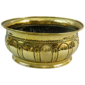 French Brass Round Planter With Design All Around, 19th Century