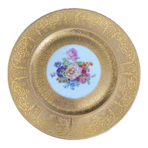 Heinrich & Co #6304 Floral Gold Encrusted Service Plate - Charger