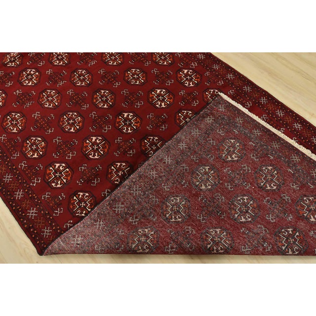 Baloch Runner 4’11” X 14’9” Red Wool Vintage Tribal Hand-Knotted Oriental Rug For Sale - Image 13 of 14