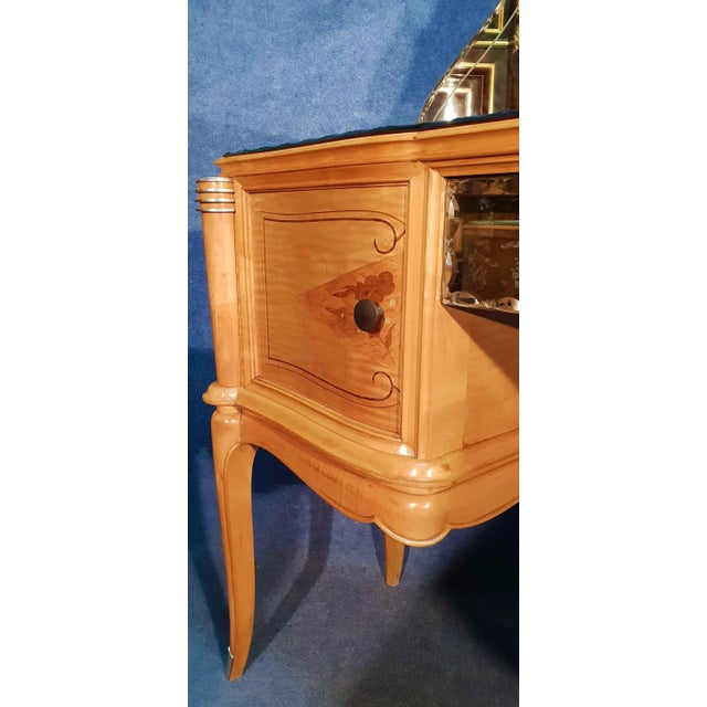 Jules Leleu Sycamore Dressing Table and Nightstands Set by Jules Leleu, 1940s, Set of 3 For Sale - Image 4 of 18