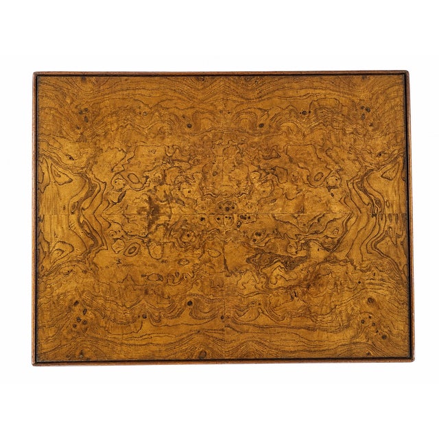 Brown Pair of Baker Furniture Burl Wood Nesting Tables With Gallery Tray Tops For Sale - Image 8 of 11