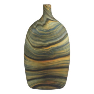 Livorno Marbleized Glass Vase, 7.5" x 3.75" x 13.75" For Sale