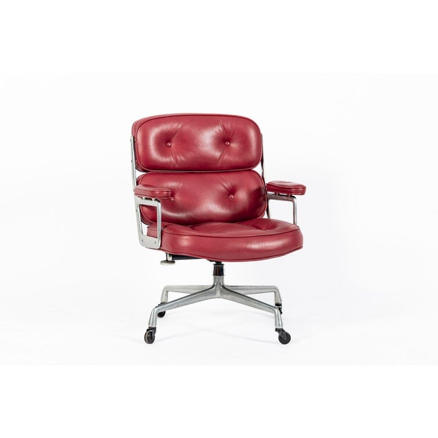 Red Vintage Eames for Herman Miller Time Life Red Leather Lobby Office Chair 1960s For Sale - Image 8 of 15