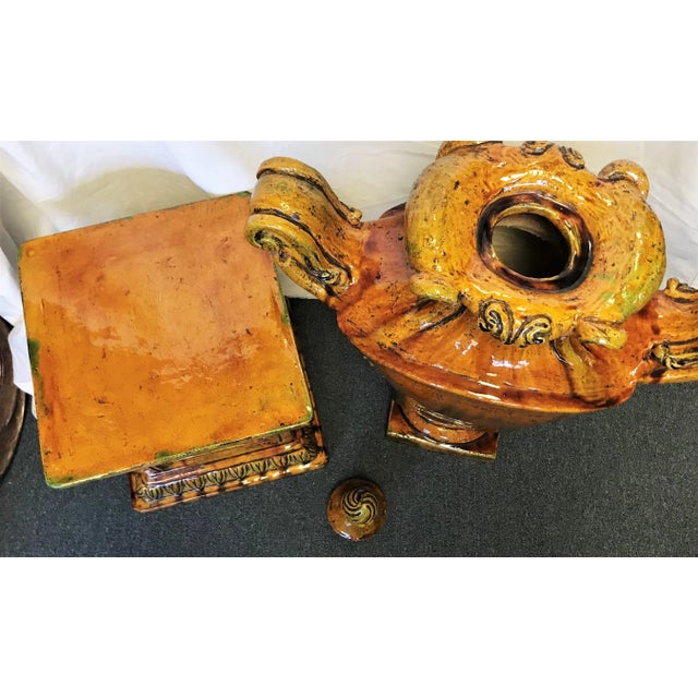 Italian Ceramic Large Lidded Urn on Pedestal For Sale - Image 10 of 12