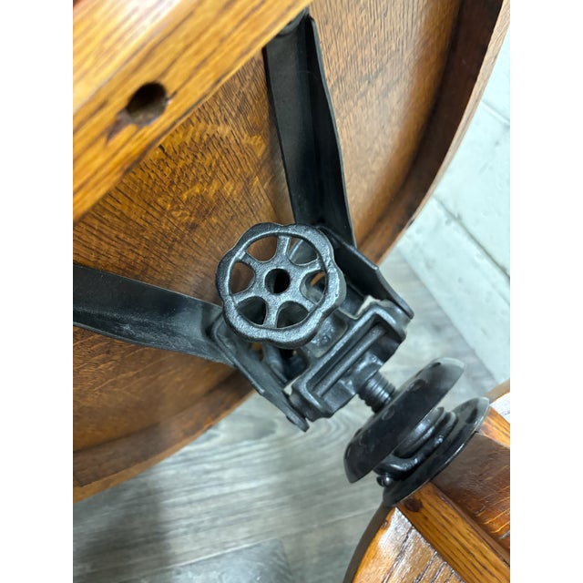 Antique Oak Adjustable Swivel Desk Chair Banker Lawyer Jury Office Chair For Sale - Image 11 of 11